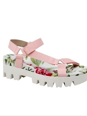 NEW! CHARLES DAVID Pink Zambo Floral Lug Sole Sandals 8.